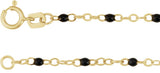 14K Yellow Gold 2 mm Adjustable Black Enamel Bead 19-20" Chain