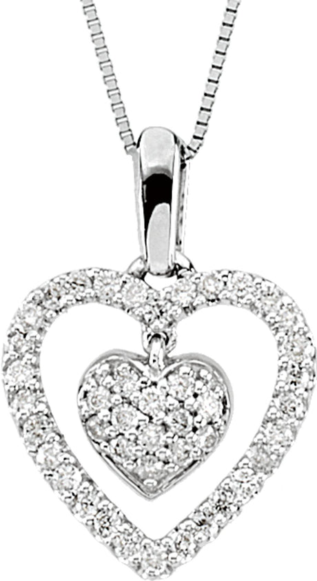 14K White 1/4 CTW Natural Diamond Heart 18" Necklace