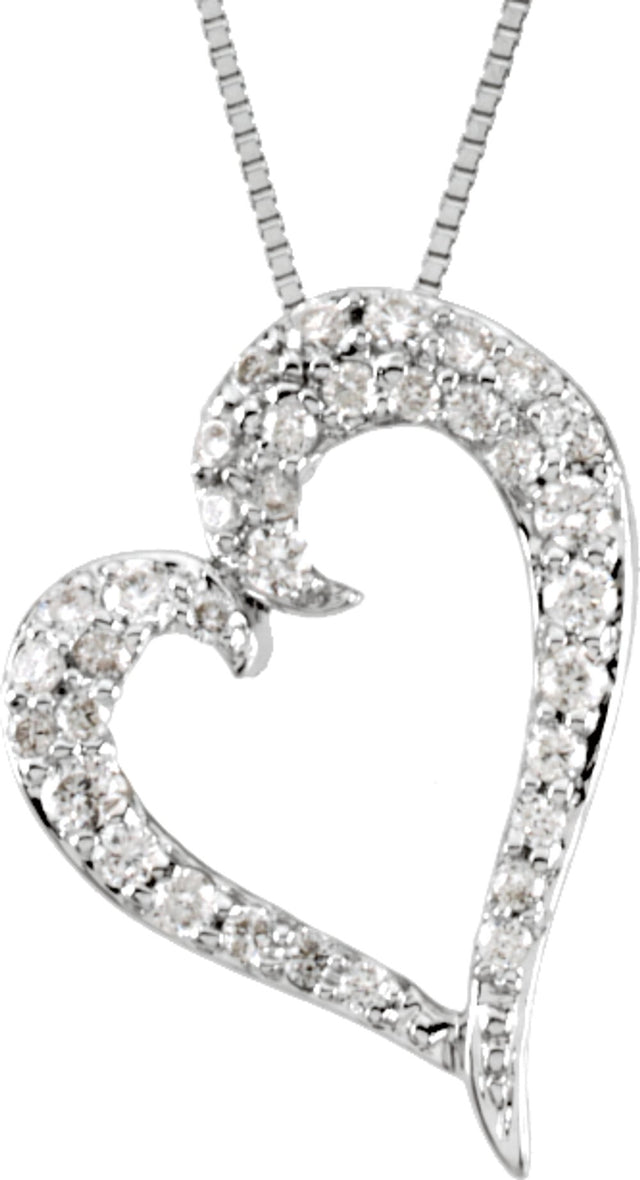 14K White Gold 1/4 CTW Natural Diamond Heart 18" Necklace