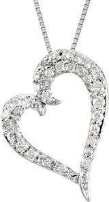 14K White Gold 1/4 CTW Natural Diamond Heart 18" Necklace