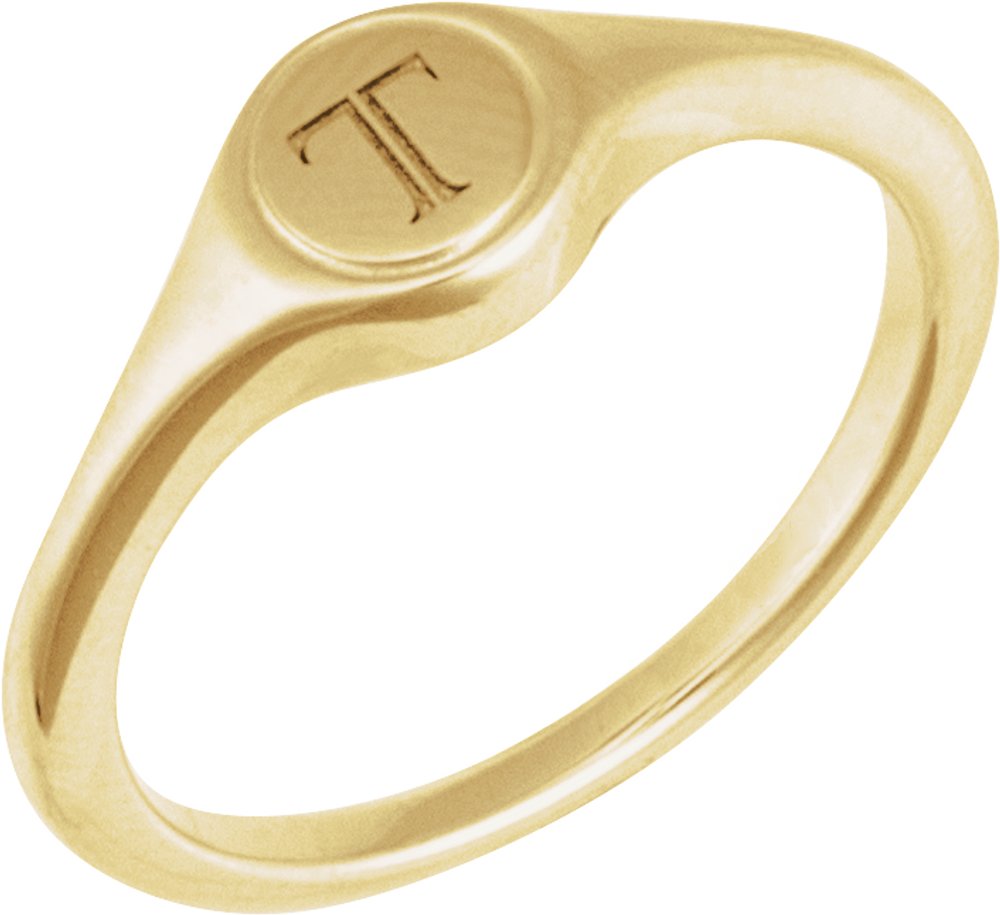 14K Yellow Gold Engravable Round Signet Ring