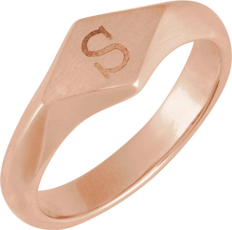 14K Rose Gold Geometric Signet Ring