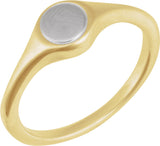 14K Yellow/White Engravable Round Signet Ring