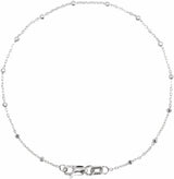 14K White .85 mm Faceted Beaded Cable 7" Chain