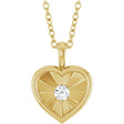 14K Yellow Gold 1/10 CT Natural Diamond Heart 18" Necklace 
