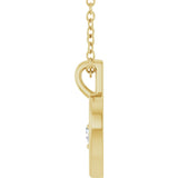 14K Yellow Gold 1/10 CT Natural Diamond Heart 18" Necklace 