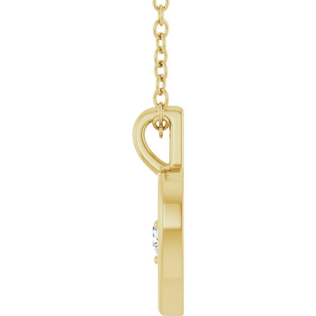 14K Yellow Gold 1/10 CT Natural Diamond Heart 18" Necklace 