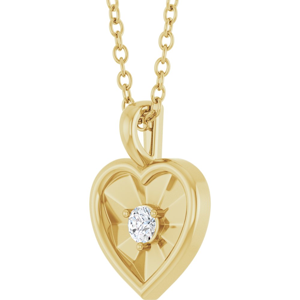 14K Yellow 1/10 CT Natural Diamond Heart Pendant