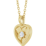 14K Yellow Gold 1/10 CT Natural Diamond Heart 18" Necklace 