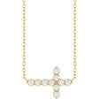 14K Yellow Gold 1/3 CTW Lab-Grown Diamond Sideways Cross 18" Necklace