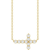 14K Yellow Gold 1/3 CTW Lab-Grown Diamond Sideways Cross 18" Necklace