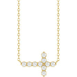 14K Yellow 1/4 CTW Natural Diamond Sideways Cross 18" Necklace