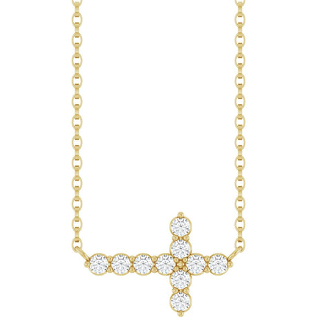 14K Yellow 1/4 CTW Natural Diamond Sideways Cross 18" Necklace