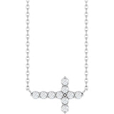 14K White 1/3 CTW Lab-Grown Diamond Sideways Cross 18" Necklace
