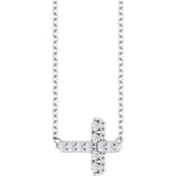 14K White 1/3 CTW Lab-Grown Diamond Sideways Cross 18" Necklace