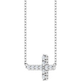 14K White Gold 1/3 CTW Lab-Grown Diamond Sideways Cross 18" Necklace
