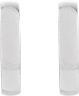 14K White Gold Elongated Domed 14 mm Hoop Earrings