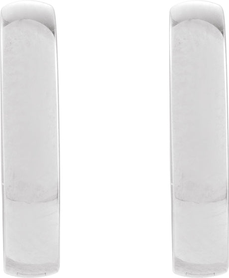 14K White Gold Elongated Domed 14 mm Hoop Earrings