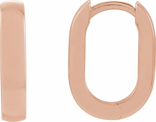 14K Rose Gold Elongated Domed 20 mm Hoop Earrings