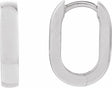 14K White Gold Elongated Domed 14 mm Hoop Earrings