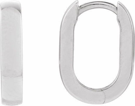 14K White Gold Elongated Domed 20 mm Hoop Earrings