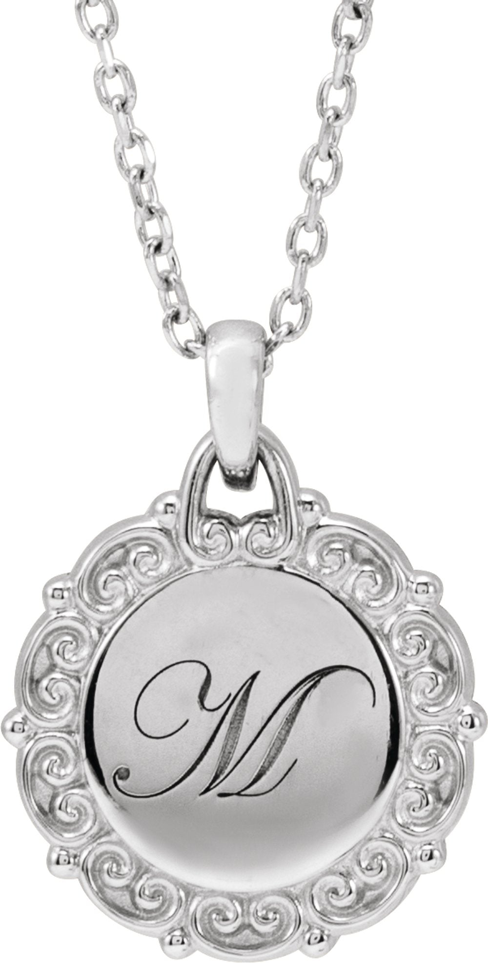 Sterling Silver Engravable Scroll 16-18" Necklace