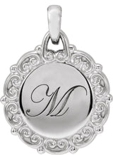 Sterling Silver Engravable Scroll Pendant