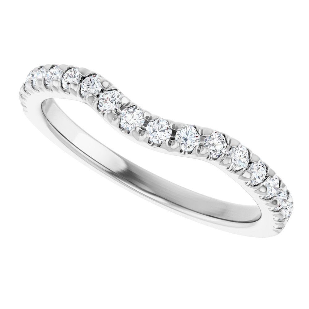 14K White 1/3 CTW Lab-Grown Diamond Contour Band