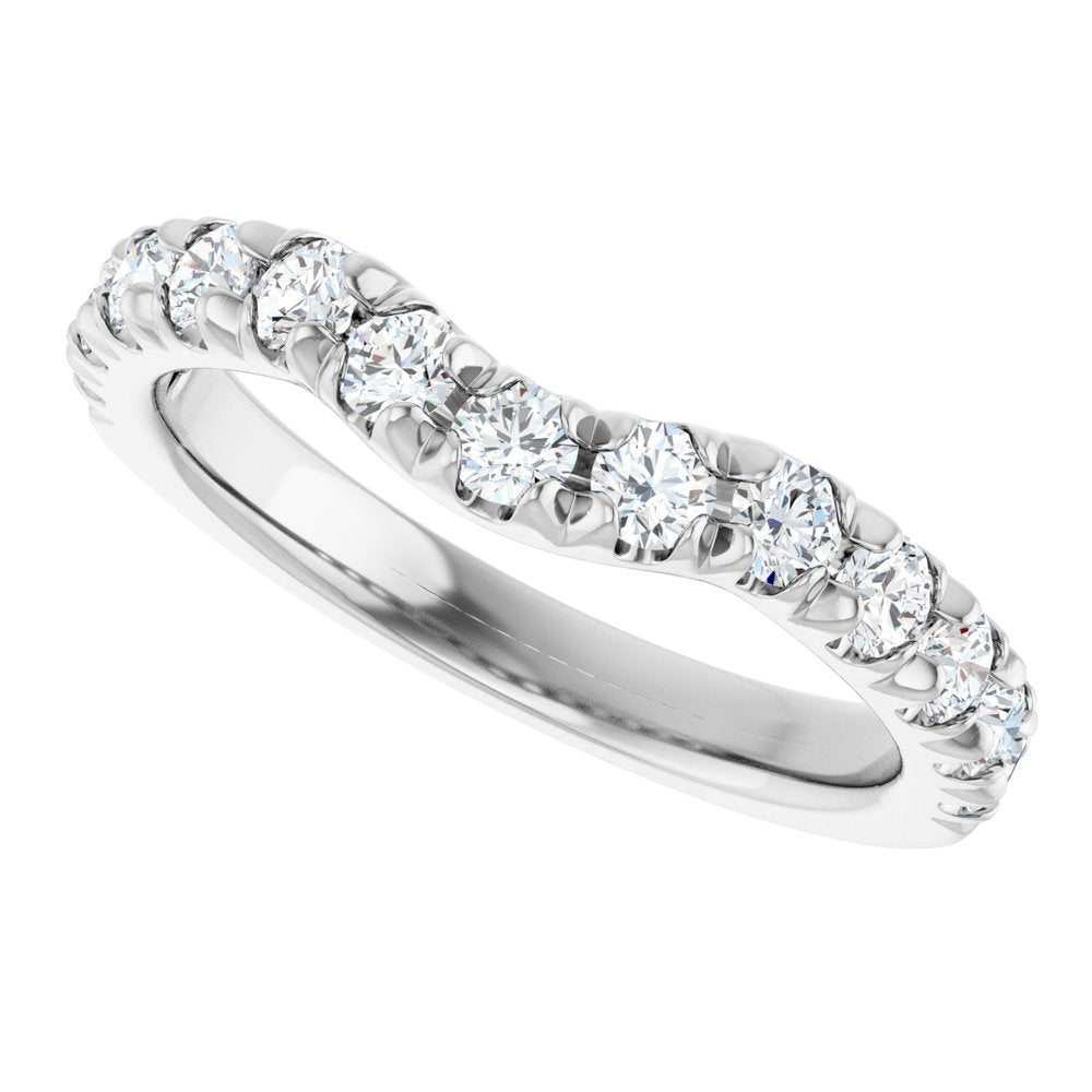 14K White Gold 3/4 CTW Natural Diamond Contour Band
