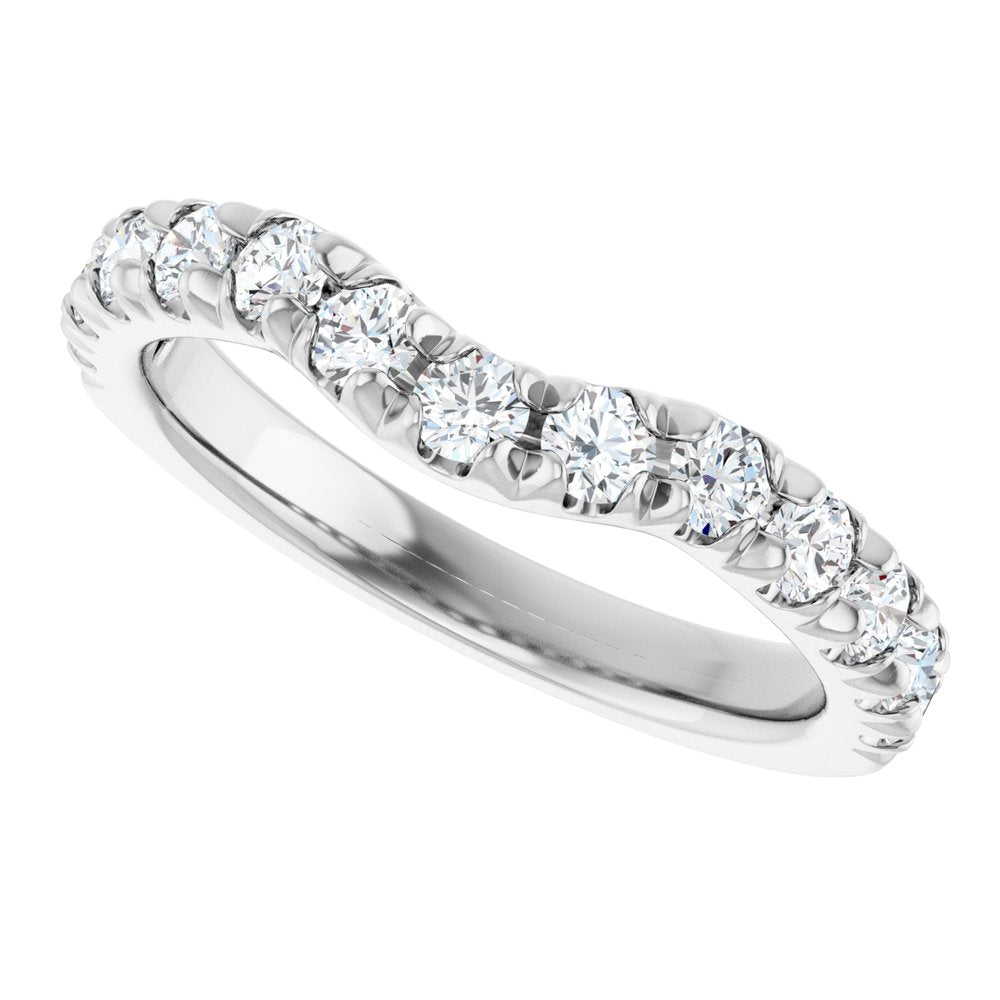 14K White 3/4 CTW Lab-Grown Diamond Contour Band