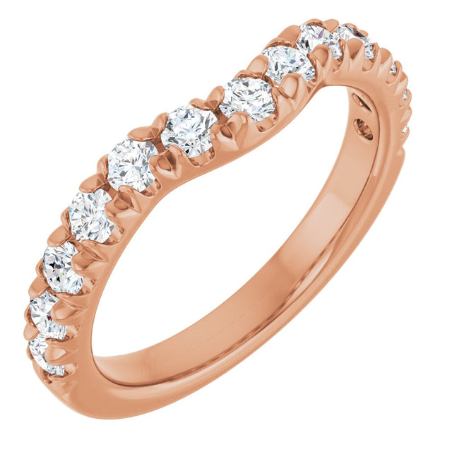 14K Rose 3/4 CTW Natural Diamond Contour Band