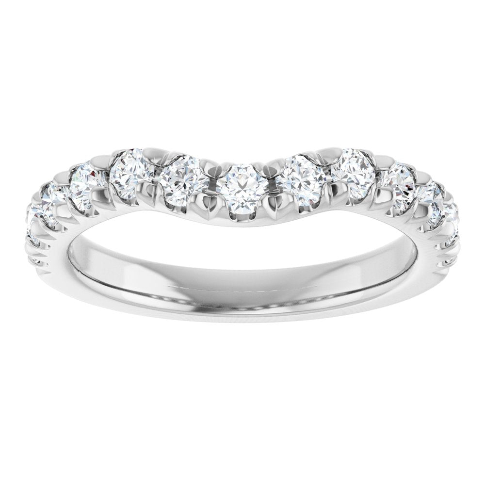 14K White 3/4 CTW Lab-Grown Diamond Contour Band