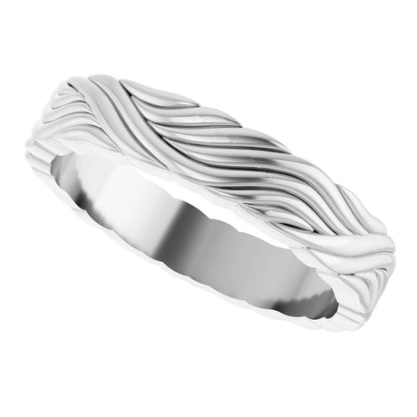 10K White Gold 4.2 mm Sculptural Band Size 7