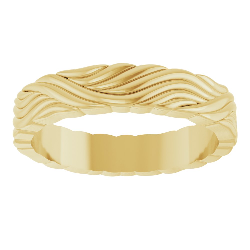 14K Yellow Gold 4.2 mm Sculptural Band Size 7