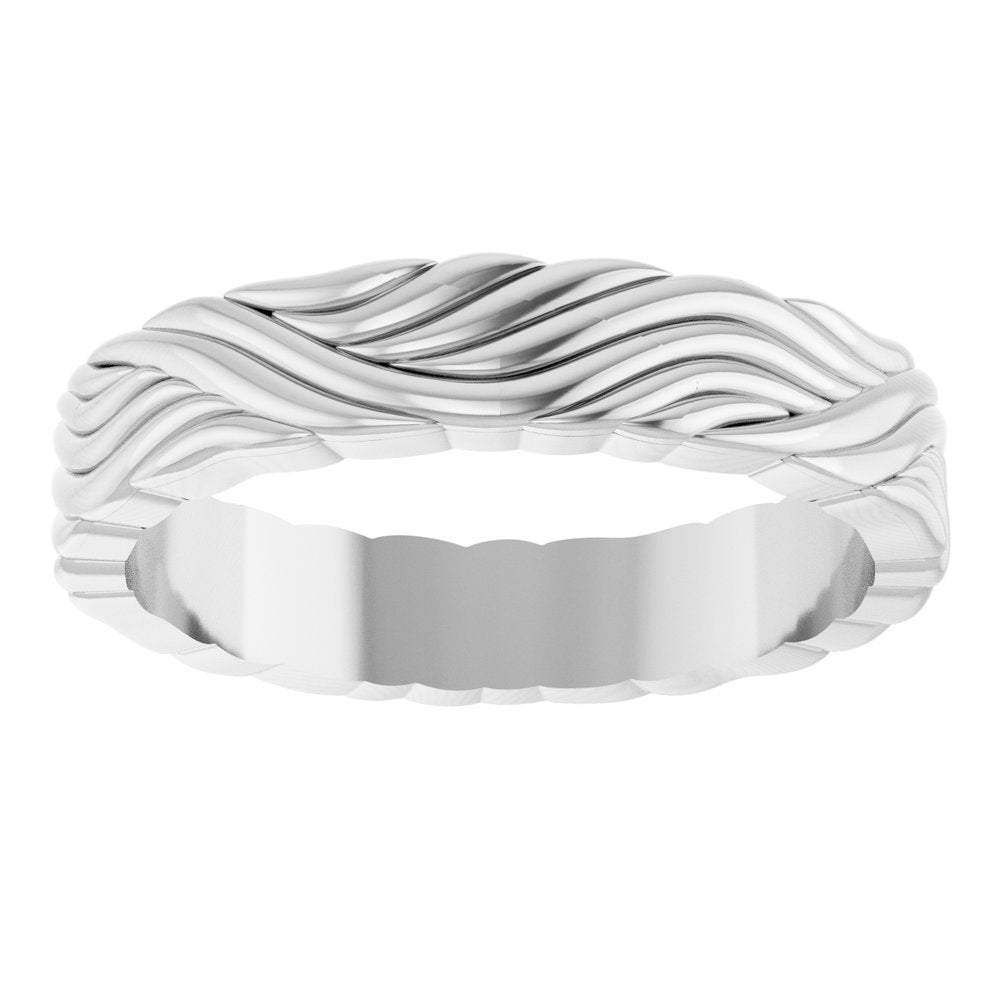 10K White Gold 4.2 mm Sculptural Band Size 7