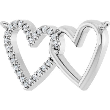 14K White Gold .05 CTW Lab-Grown Diamond Interlocking Heart Necklace Center