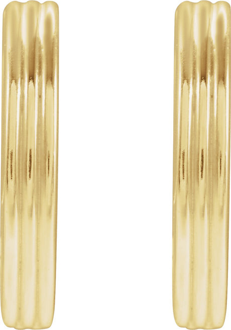 14K Yellow Gold Hinged 15 mm Huggie Hoop Earrings