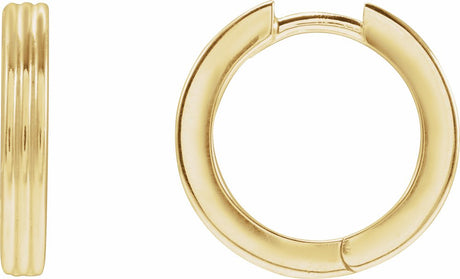 14K Yellow Gold Hinged 15 mm Huggie Hoop Earrings