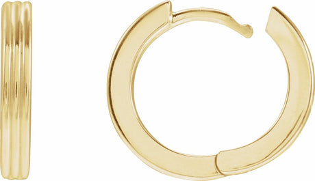 14K Yellow Gold Hinged 15 mm Huggie Hoop Earrings