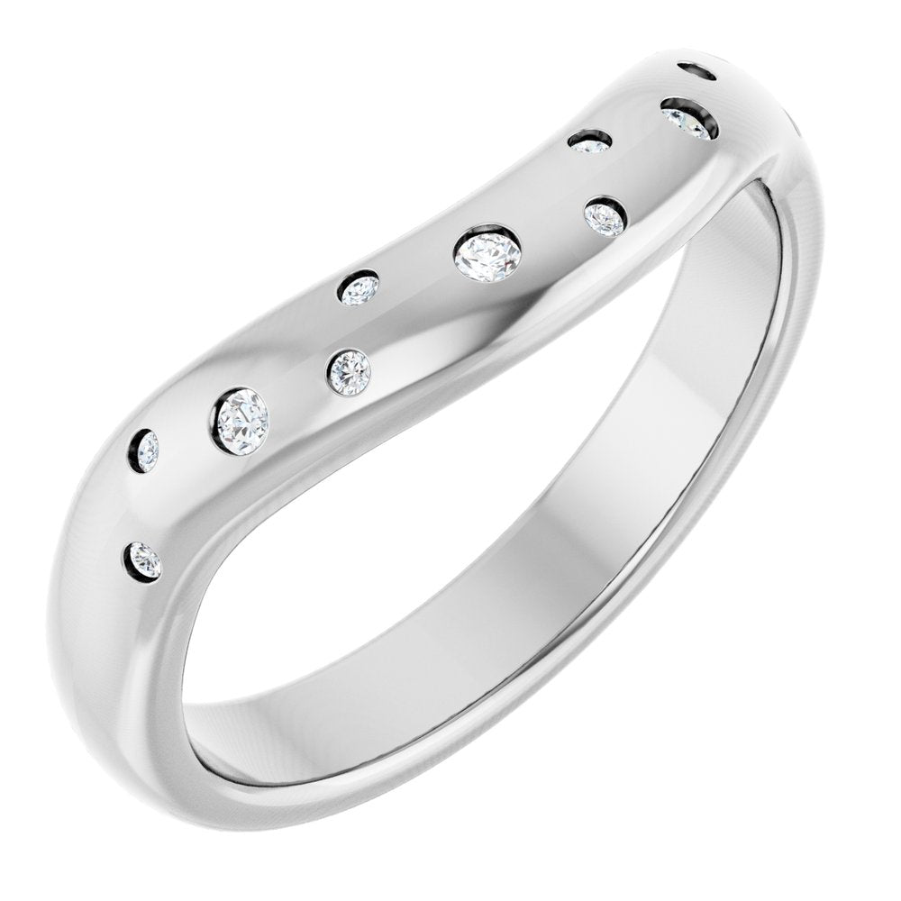 14K White Gold .08 CTW Lab-Grown Diamond Contour Band