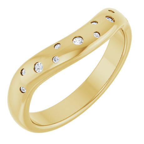14K Yellow Gold 1/8 CTW Natural Diamond Contour Band