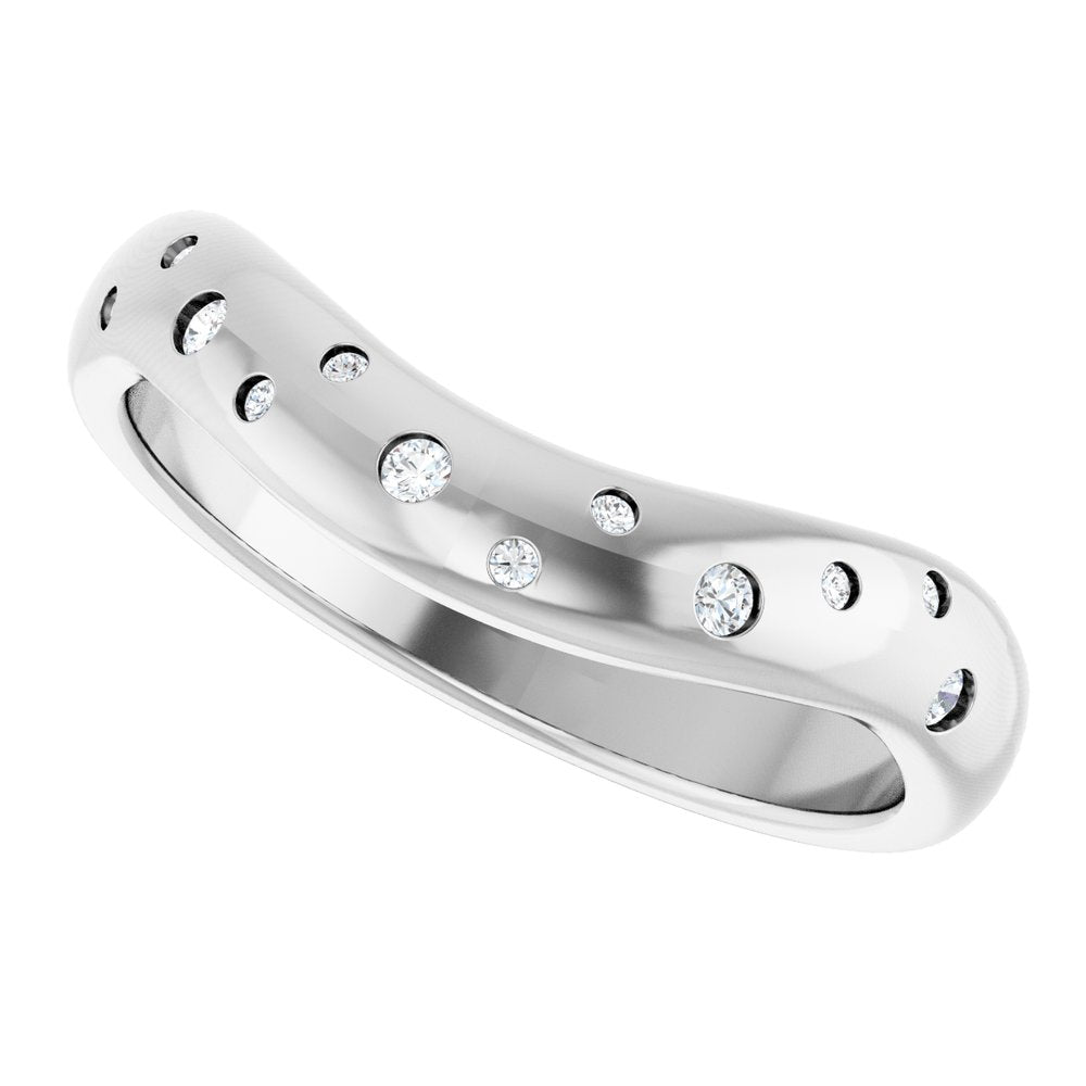 14K White Gold .08 CTW Lab-Grown Diamond Contour Band