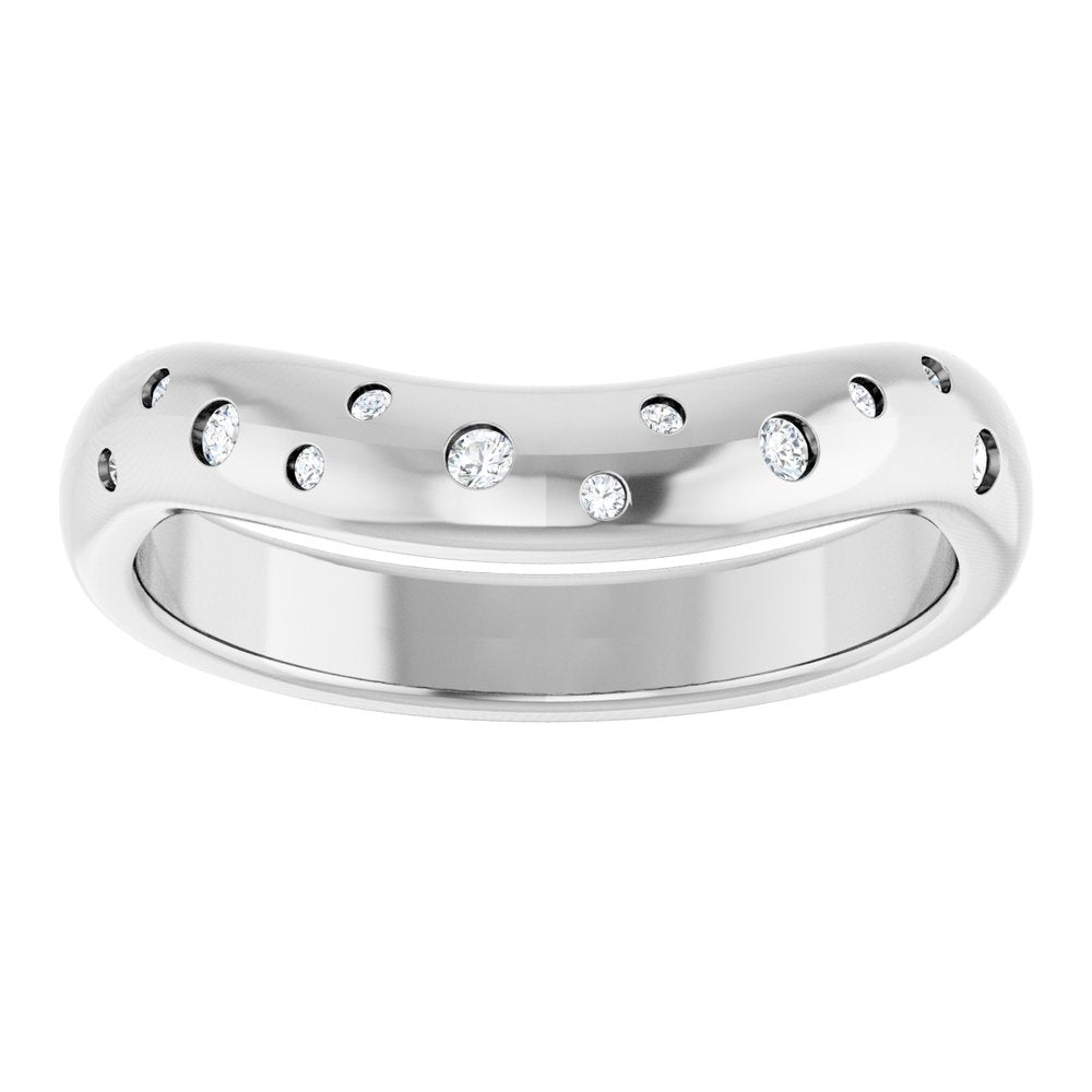 14K White .08 CTW Lab-Grown Diamond Contour Band