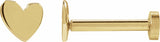 14K Yellow Gold 4 mm Asymmetrical Heart Earrings