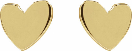 14K Yellow 4 mm Asymmetrical Pair Heart Earring