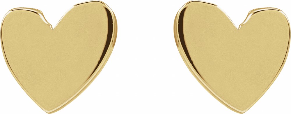 14K Yellow 4 mm Asymmetrical Heart Earrings