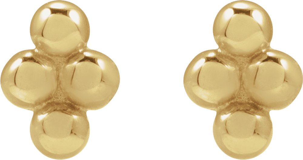 14K Yellow 4 Bead Stud Earrings