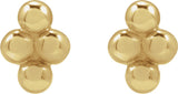 14K Yellow 4 Bead Stud Earrings