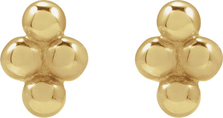 14K Yellow 4 Bead Stud Earrings