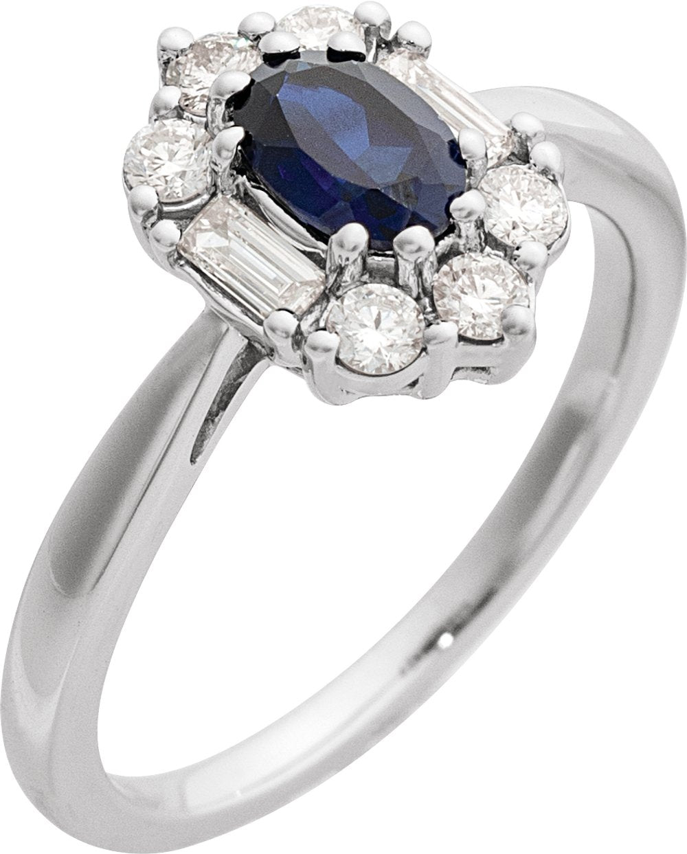 14K White Gold Lab-Grown Blue Sapphire & 3/8 CTW Natural Diamond Ring